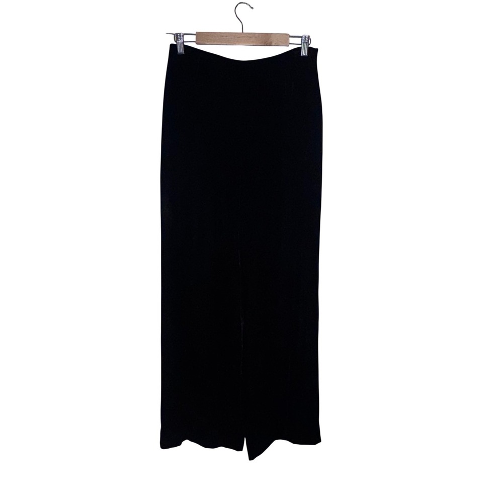 Ann Taylor Black Silk Rayon Velvet Wide Leg Pants Sz 8 Vintage Evening side zip - Picture 4 of 5